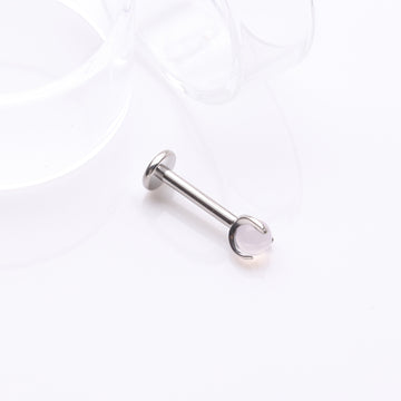 Detail View 1 of Implant Grade Titanium Pink Opalite Stone Ball Claw Prong Internally Threaded Flat Back Labret